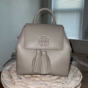 Tory Burch taupe leather backpack